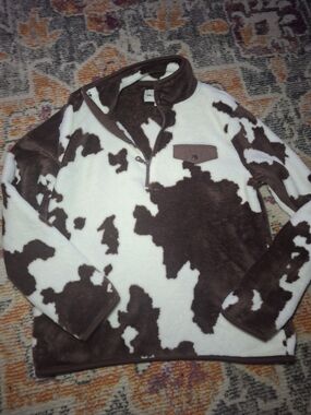 Wallflower Brown and White Cow Print Fleece Pullover